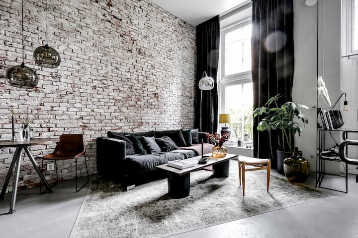 An+Industrial+Scandinavian+Apartment+Brick+Wall