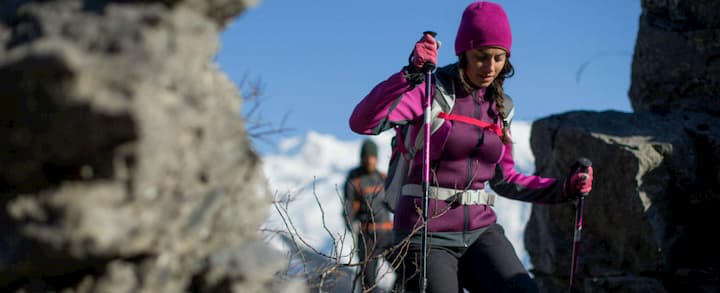 girl on the mountain wearing hiking micro fleece